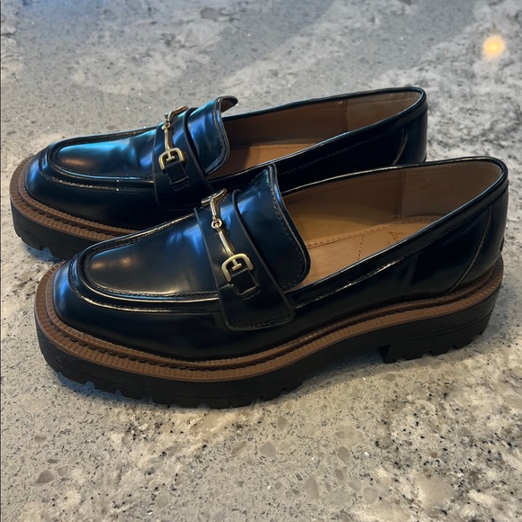 Sam Edelman Black Loafers with Gold Accent - Picture 7 of 9